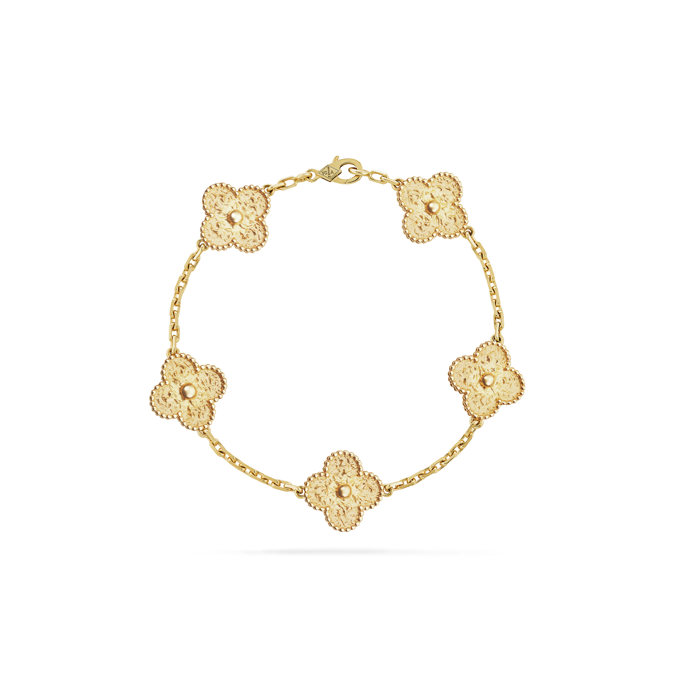 VAN CLEEF ARPELS VINTAGE ALHAMBRA BRACELET, 5 MOTIFS - YELLOW GOLD VCARO1IE00 VAN CLEEF ARPELS VINTAGE ALHAMBRA BRACELET, 5 MOTIFS - YELLOW GOLD VCARO1IE00